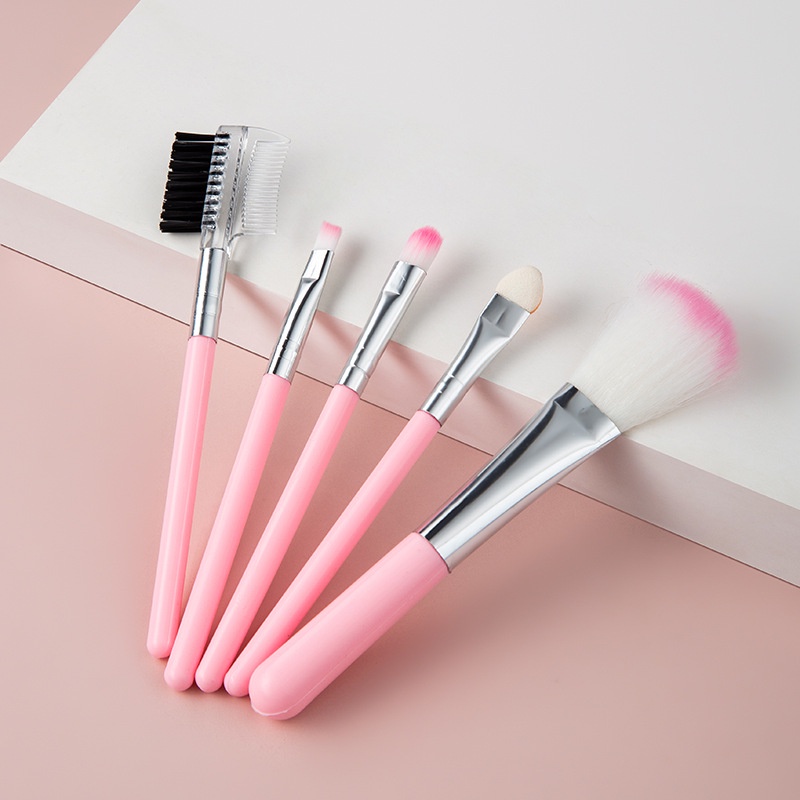 Bộ Cọ Trang Điểm Mini  5 Món - Bộ Cọ Makeup Kit Màu Hồng - TIDG