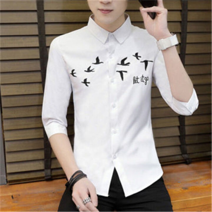 [ Trợ Gía ]Áo Sơ Mi Nam Dài Tay In Họa Tiết Phong Cách Hàn Quốc | BigBuy360 - bigbuy360.vn