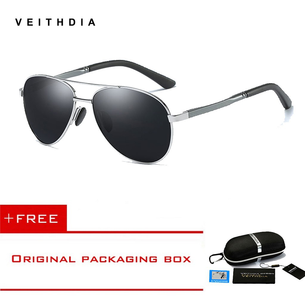 VEITHDIA Brand Men's Pilot Polarized Sunglasses men Alloy Frame Driving Glasses Design Goggle Eyewear Accessories shades