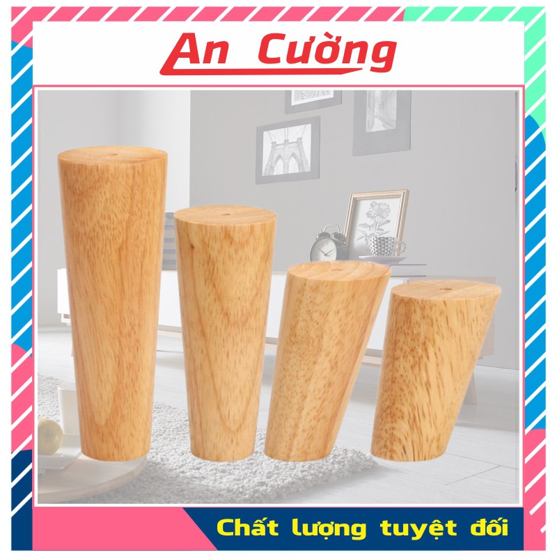 Chân Gỗ Tiện Tròn Cho Ghế Sofa Bàn Tủ Kệ Giường Chéo Thẳng Tặng Kèm Pát Sắt Ốc Vít
