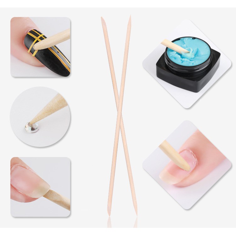 [Hàng mới về] Set 12 miếng dán móng tay giả + que gỗ
