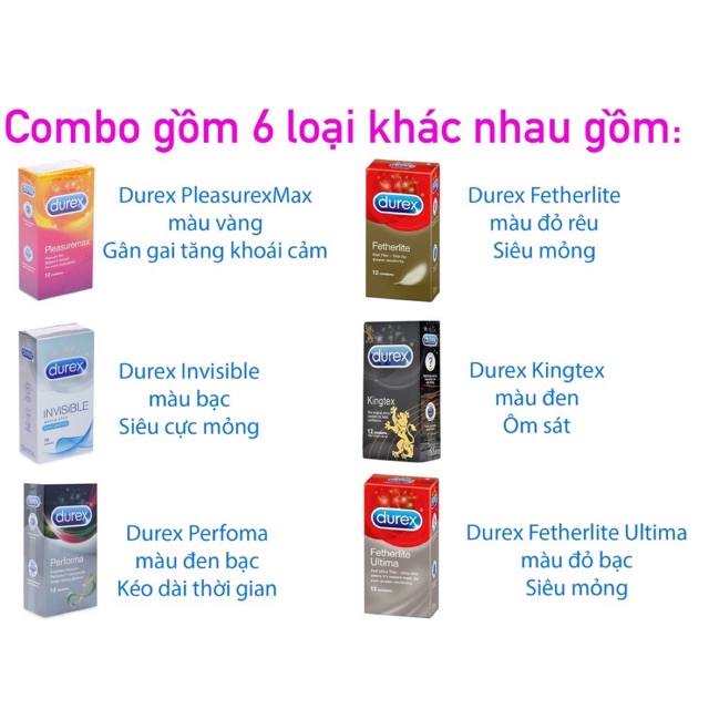 [HOT] COMBO 4/6 Hộp Durex tự chọn