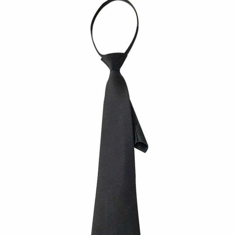 Cà vạt màu đen 40cm có khóa kéo phong cách Hàn Quốc thời trang