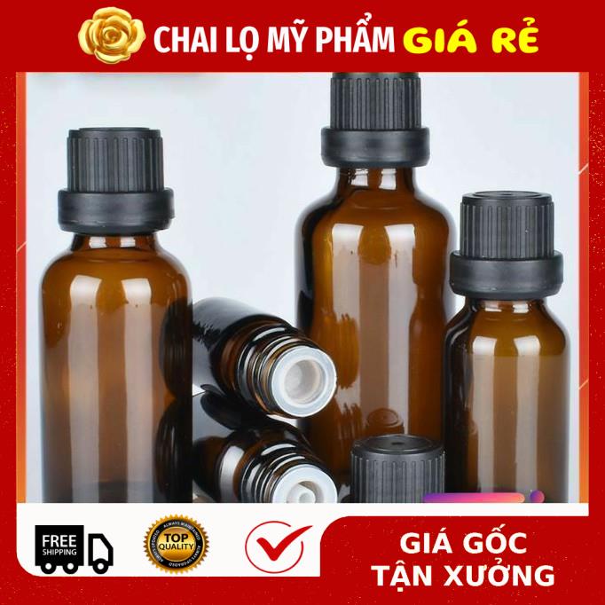 Lọ Chiết Serum ❤ RẺ VÔ ĐỊCH ❤ [15ml,20ml,30ml] Lọ đựng tinh dầu thủy tinh nắp đen nhỏ giọt , phụ kiện du lịch