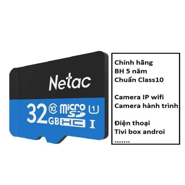 Thẻ Nhớ 32GB Netac U1 Micro SDHC - Bảo Hành 5 Năm