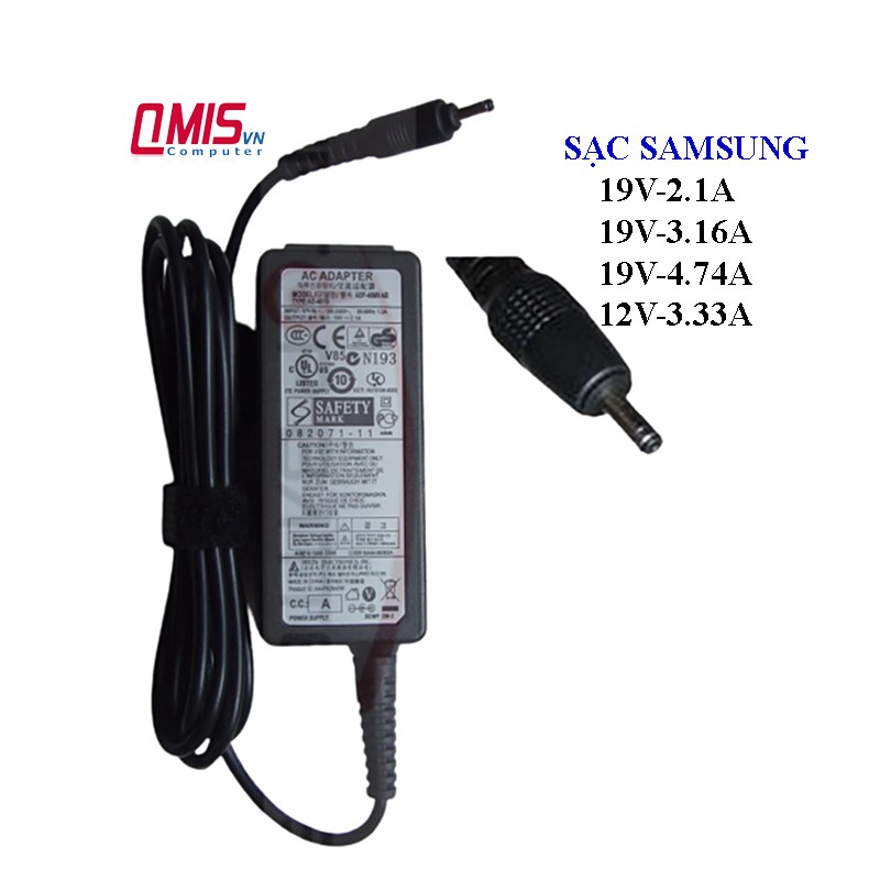 19V Sạc laptop SAMSUNG 19V-2.1A, 19V-3.16A, 19V-4.74A, 40W, 60W, 90W