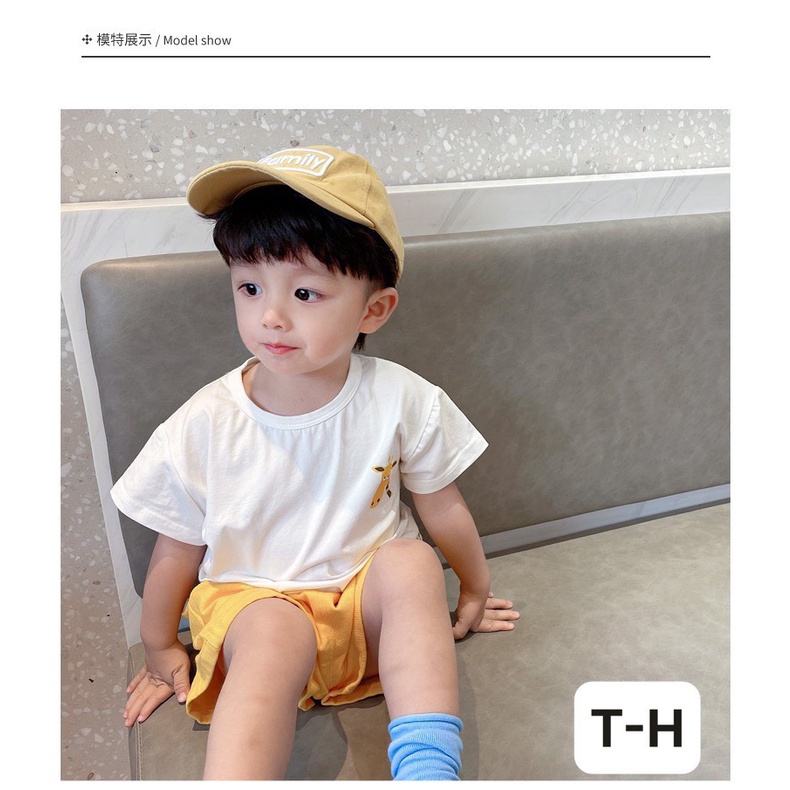 Bộ quần áo hè cho bé trai, Bộ cotton cộc tay họa tiết hươu cao cổ cho bé từ 7 đến 18 kg