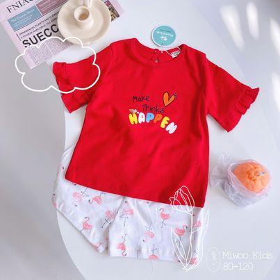 [Giá Huỷ Diệt] Đồ Bộ Chất Bozip Mùa Hè Phối Tay Bèo Kèm Khuy Lưng Cho Bé Gái Từ 1 - 6 Tuổi - DB8027