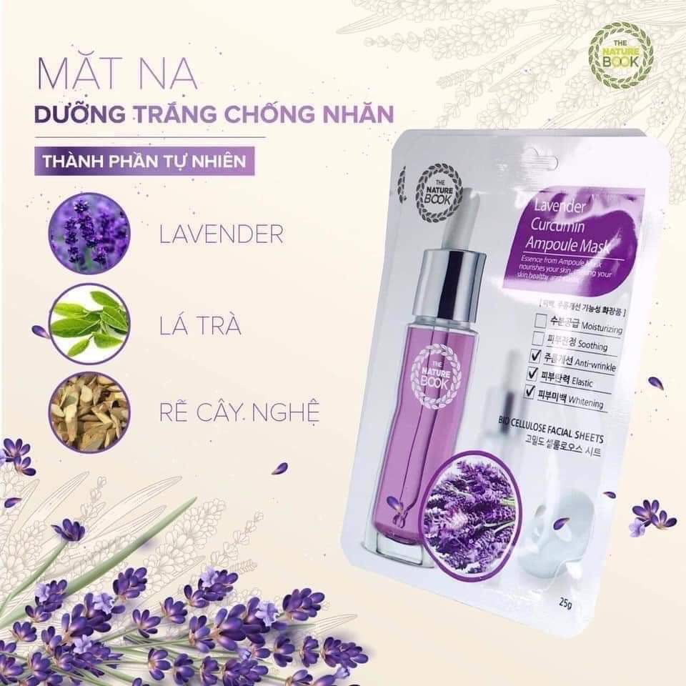 Mặt nạ giấy Lavender The Nature Book dưỡng trắng, ngừa mụn, chống nhăn