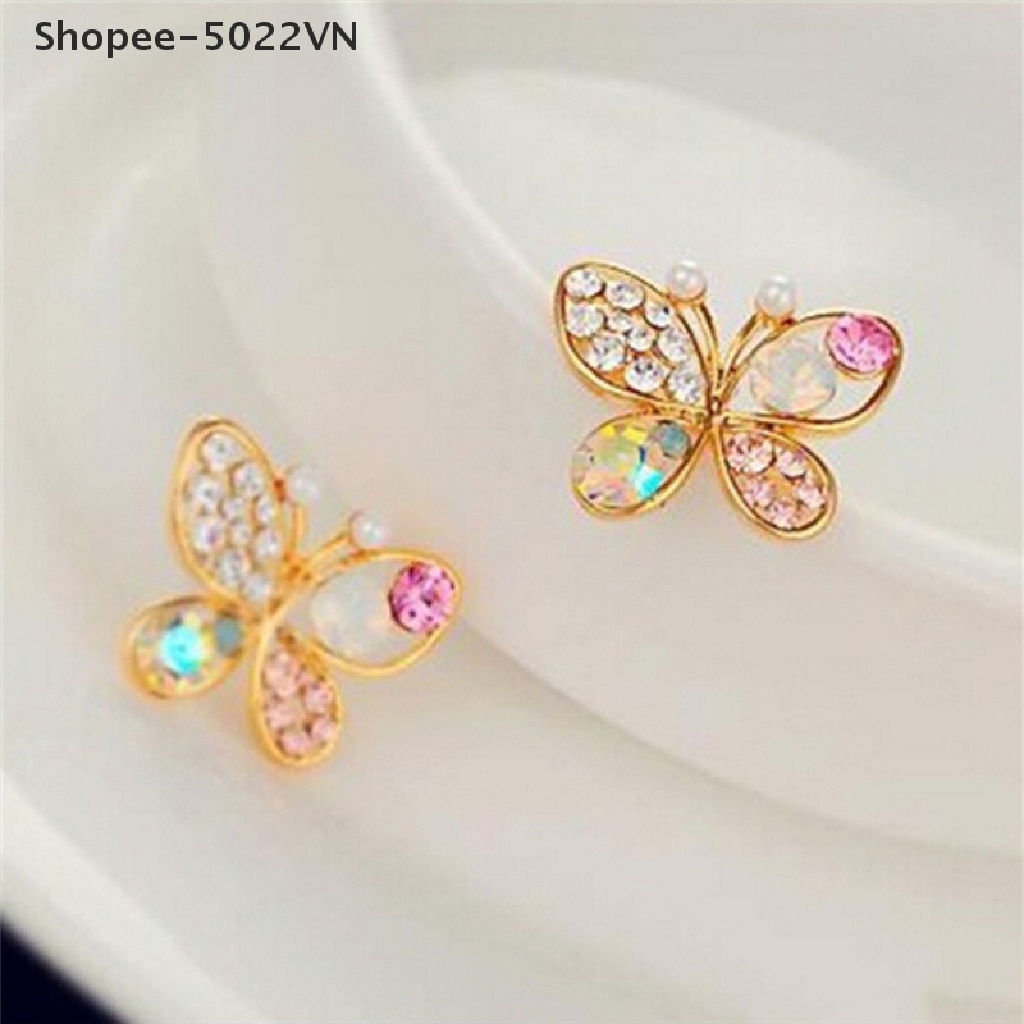 Bông Tai Hình Bướm Rỗng Đính Đá Đáng Yêu Shopee-5022VN