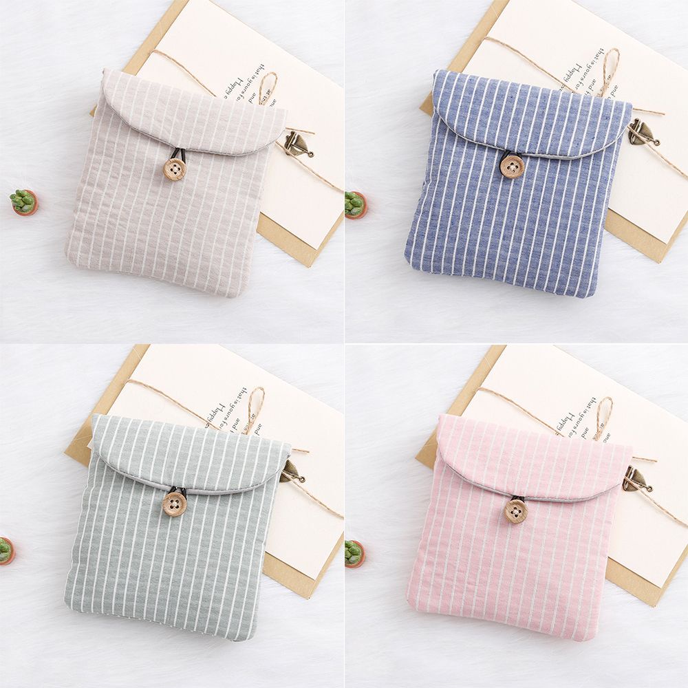 CONOPERY Túi Đựng Băng Vệ Sinh Họa Tiết Kẻ Ô Nhiều Màu Nhỏ Gọn Cho Nữ