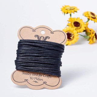 Ready Stock 10m Black Cotton Polyester Waxed Cord Macrame String Linen Thread Wire