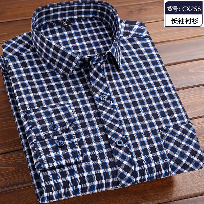 Plus Áo Sơ Mi cotton Tay Dài Thời Trang Xuân Thu Dành Cho Nam 1 inch