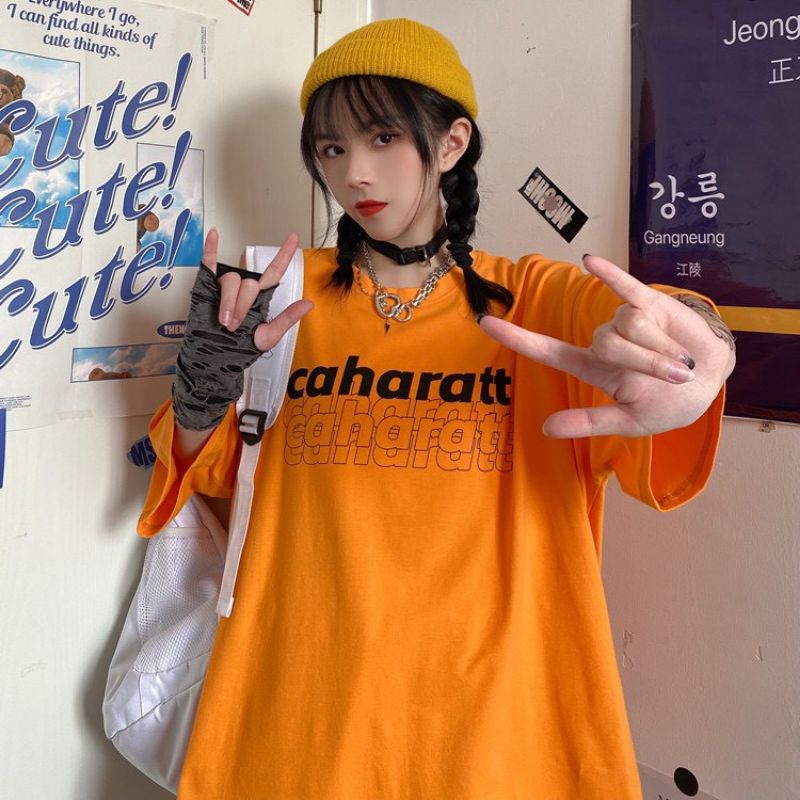 Áo thun cotton tay lỡ unisex nam nữ caharatt