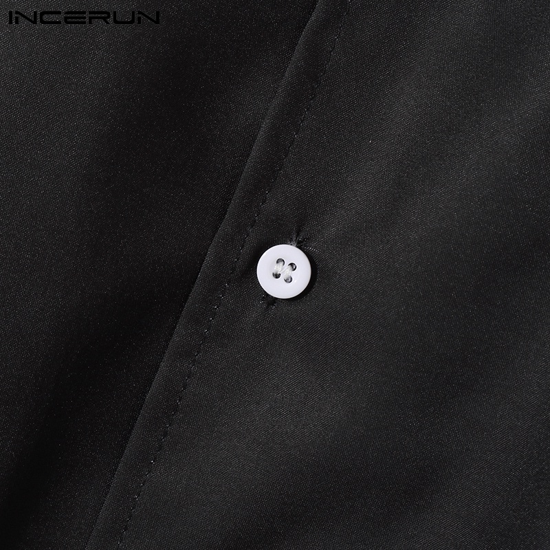 Áo sơ mi INCERUN ngắn tay gài nút in họa tiết thời trang mùa hè 2 màu lựa chọn cho nam