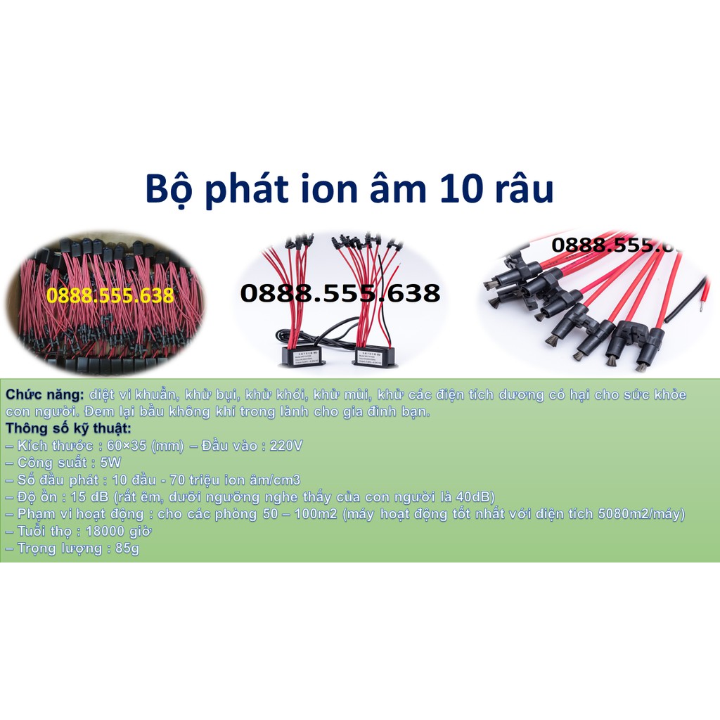 Đầu phát ion âm - negative 10 râu - Bảo Hành 12 tháng