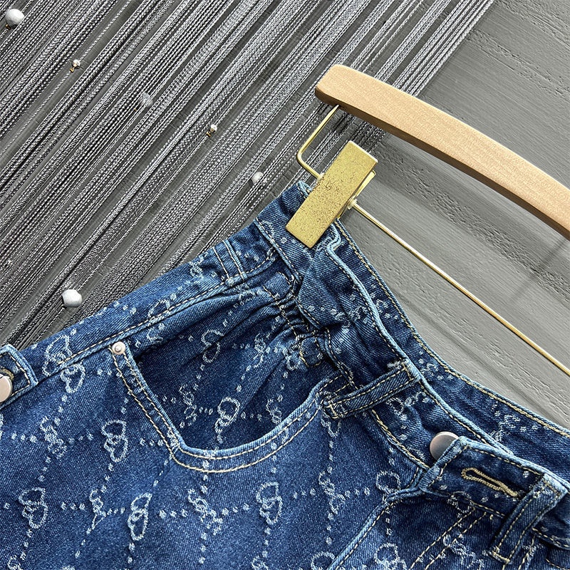 Quần đùi denim lưng cao ống rộng thời trang năng động dành cho nữ