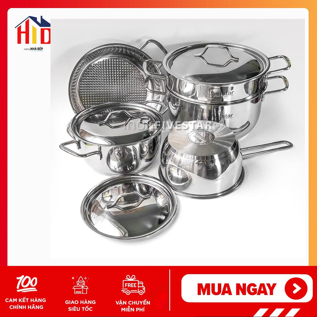 Bộ nồi cao cấp Fivestar 5 chiếc nắp inox- đun từ