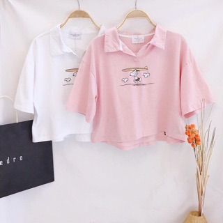 Áo thun cổ bẻ croptop