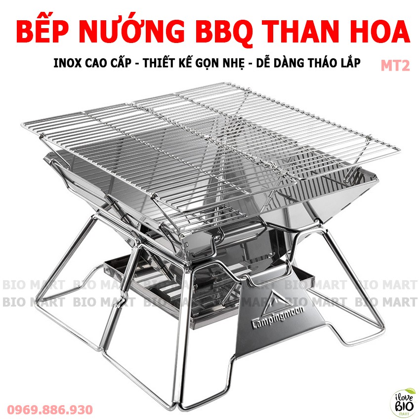 Bếp nướng BBQ không khói - Bếp nướng than hoa inox 304 - Cỡ vừa cho 4 đến 6 người 34x34cm - P002 | BigBuy360 - bigbuy360.vn