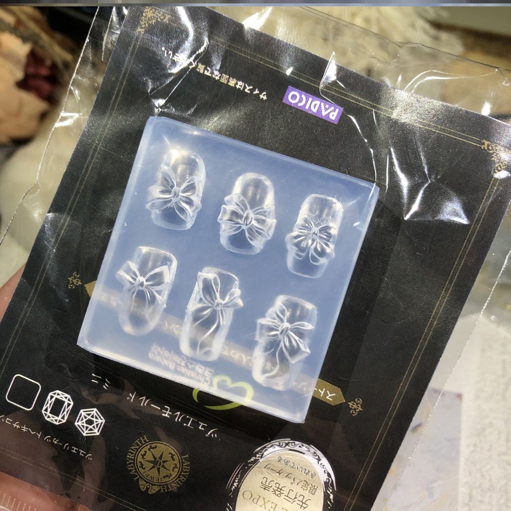 Khuôn silicon nail Yapas đắp gel bột tạo hình nơ gấu hoa hồng, khuôn làm charm nail họa tiết trang trí móng