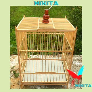 Lồng chim chào mào  Lồng chim vuông chào mào MIKITA ép bổi hàng trúc già đẹp giá rẻ kèm phụ kiện