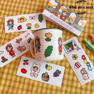<24h Lô hàng> W&G  Sticker họa tiết cô gái dễ thương phong cách Hàn Quốc dùng để trang trí