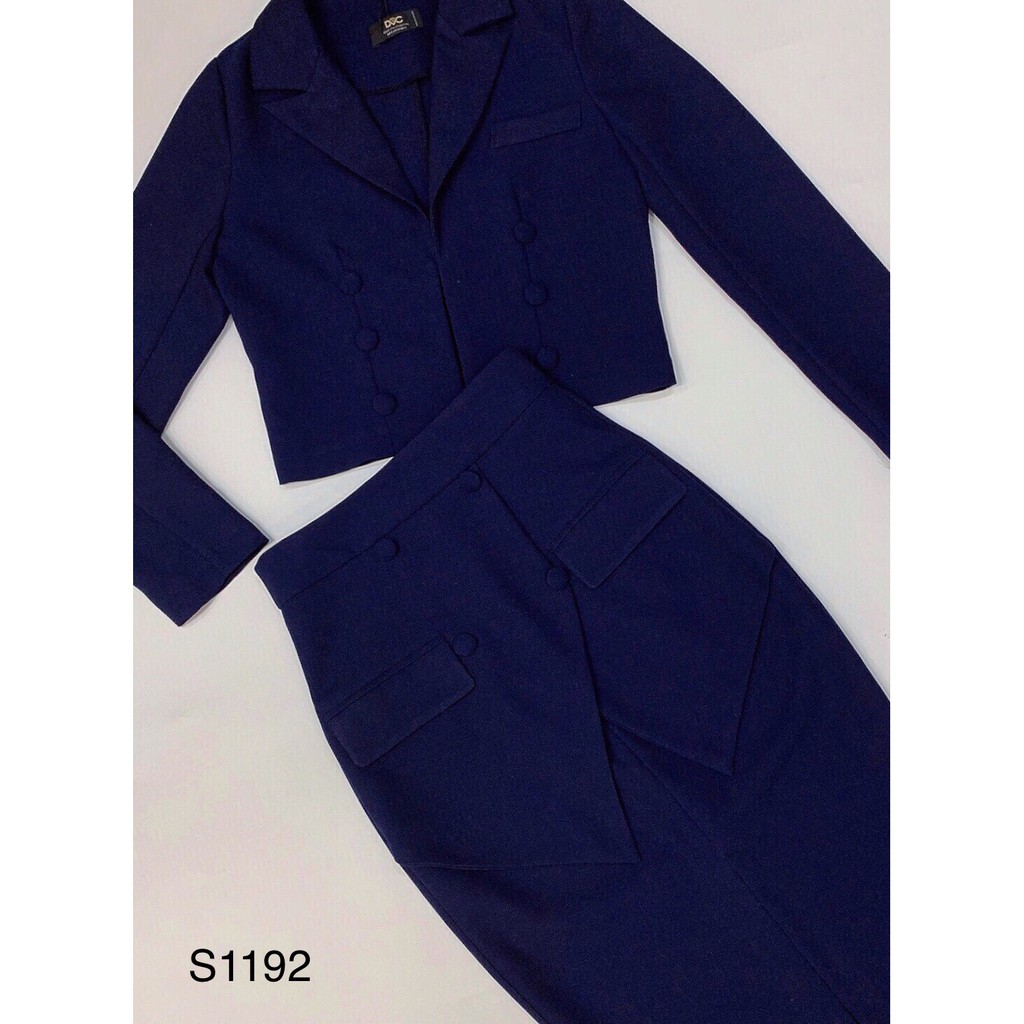 Set vest lửng xanh than S1192 - Váy Xinh DVC (Kèm ảnh thật trải sàn do shop tự chụp)