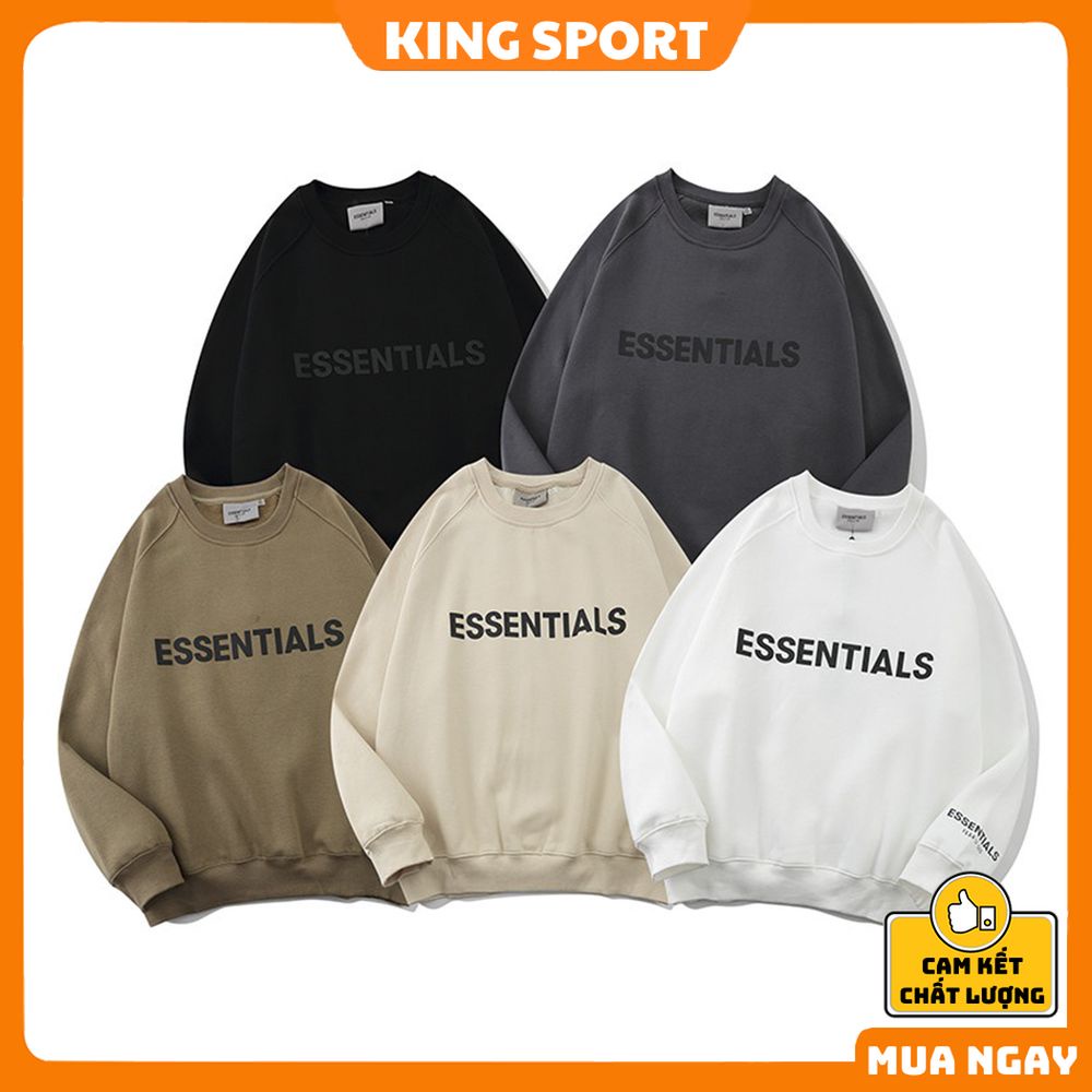 Áo nỉ sweater essentials nam nữ form rộng dày dặn unisex phong cách hàn quốc tay dài cổ tròn cao cấp KING SPORT