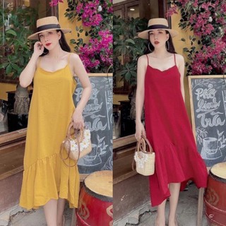 Váy 2 dây đẹp - Đầm bầu maxi  Đuôi cá chất đũi  mặc đi biển đi chơi đều đẹp V276 👗 *