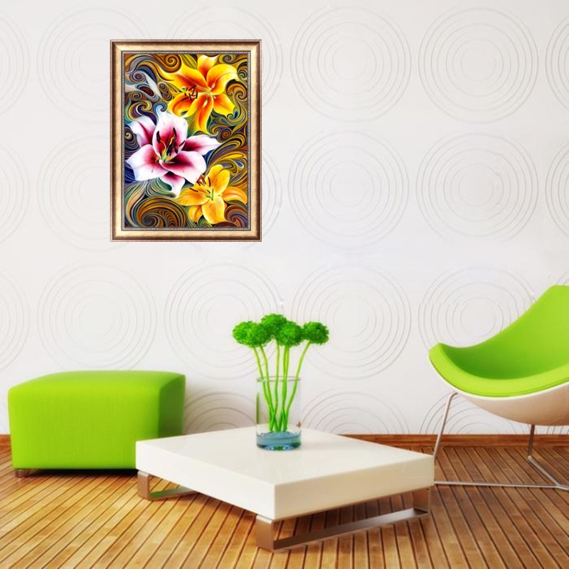 Tranh Thêu Chữ Thập Đính Đá Kim Cương 5D DIY Hình Vẽ Hoa