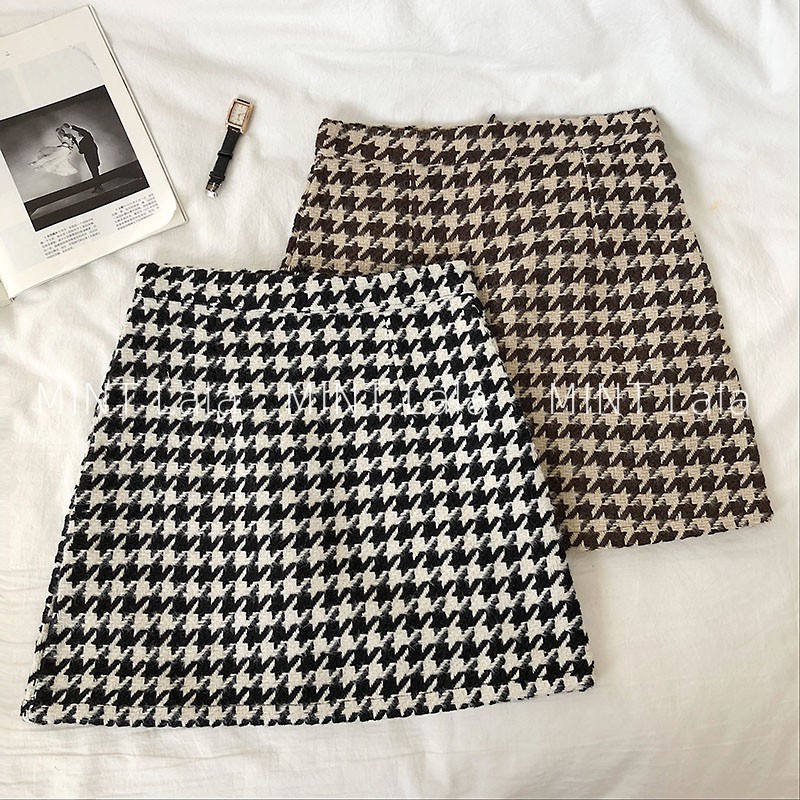 Chân Váy Len Dạ Họa Tiết Housndstooth Mùa Đông Mới | BigBuy360 - bigbuy360.vn