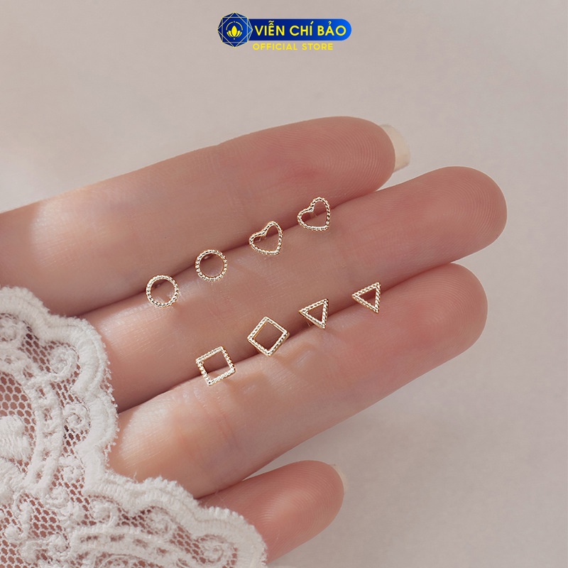 Bông tai bạc nữ hình học đa giác chất liệu bạc S925 thời trang phụ kiện trang sức nữ Viễn Chí Bảo B400088