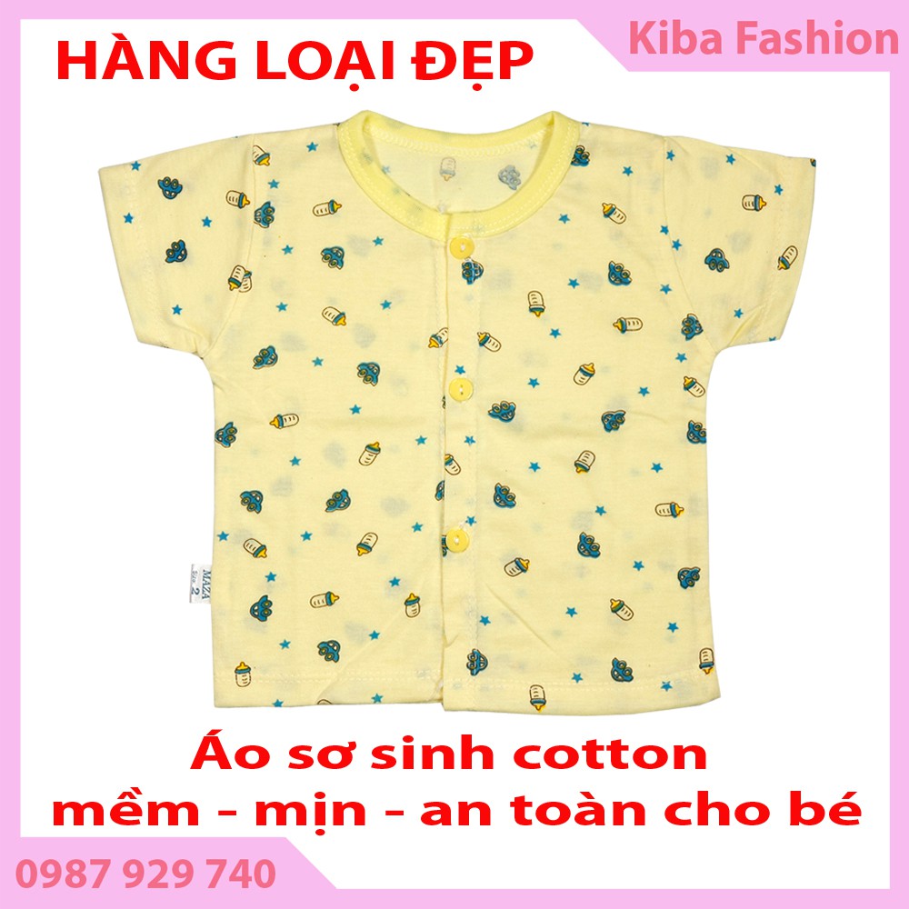 cộc tay khuy giữa cho bé sơ sinh từ 2-6kg (Cotton 100%, mềm mịn)