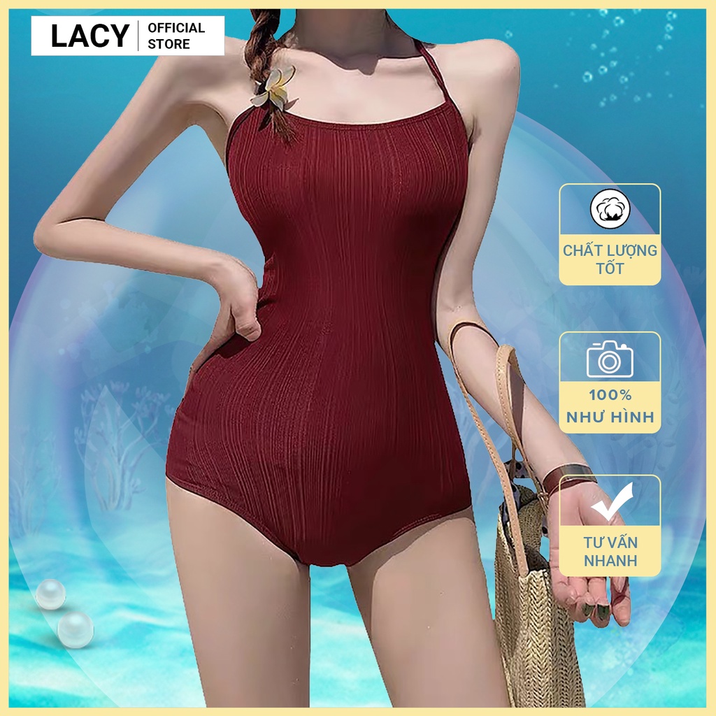 Bikini 1 mảnh liền thân đi biển mùa hè kiểu Monokini có mút ngực hở lưng gợi cảm đồ bơi cao cấp LACY B125