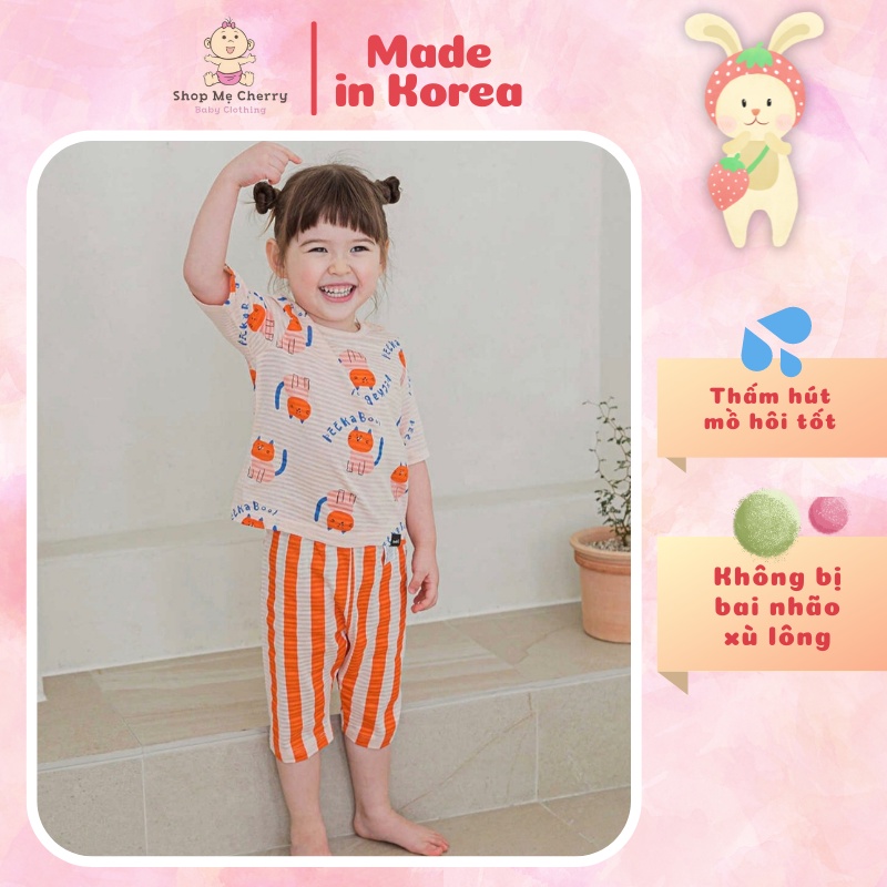 Bộ Lửng Cao Cấp Bé Gái Nội Địa Hàn Quốc Của Hãng Cordii Chất Cotton giấy ORGANIC, MẪU CON MÈO