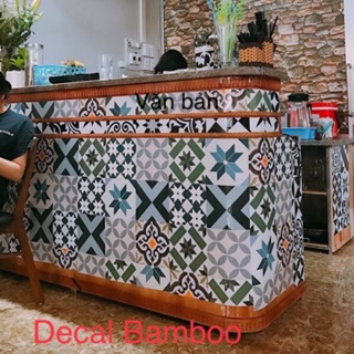 Set D22 30 ô Decal gạch bông bamboo