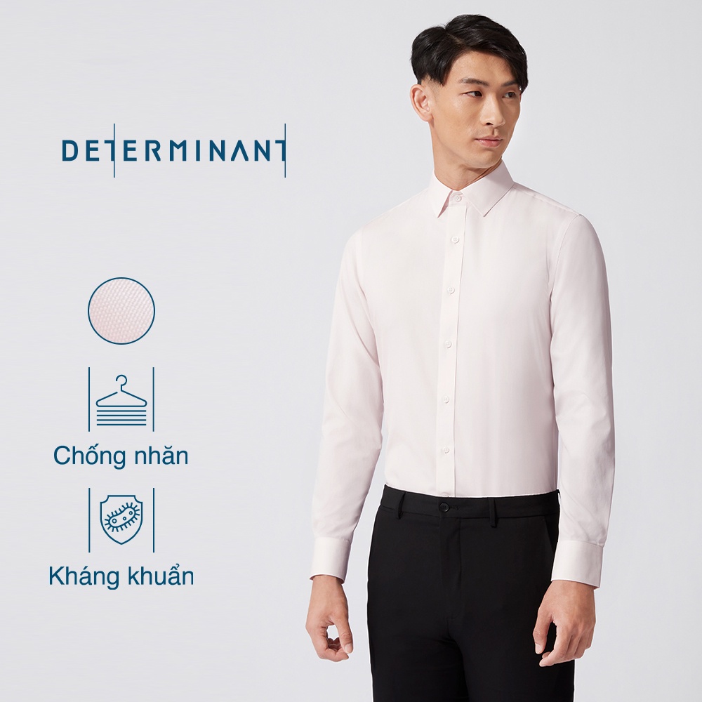 Áo sơ mi nam công sở DETERMINANT tay dài chống nhăn - kháng khuẩn - Poplin - màu hồng - Pink [DET301-04]