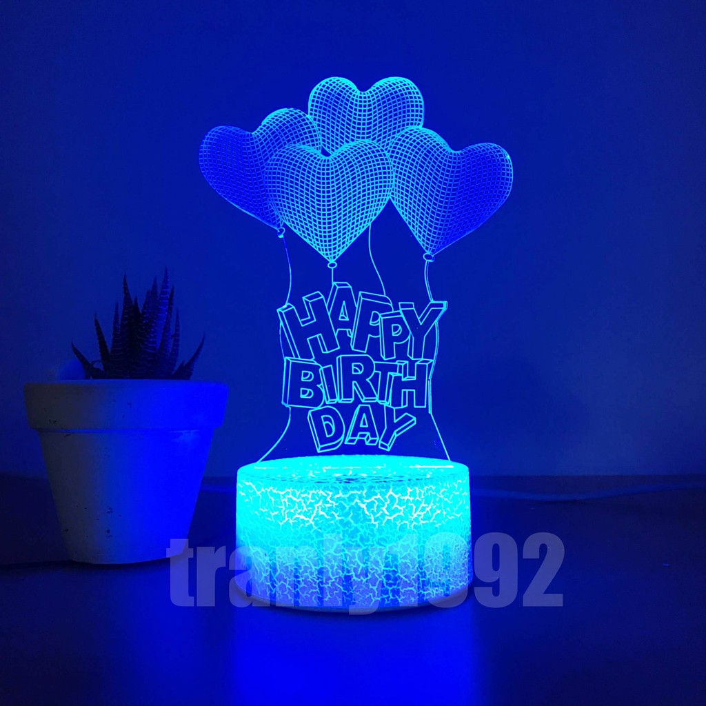 Đèn ngủ 3D HAPPY BIRTHDAY BAY, đèn trang trí, quà tặng sinh nhật độc đáo