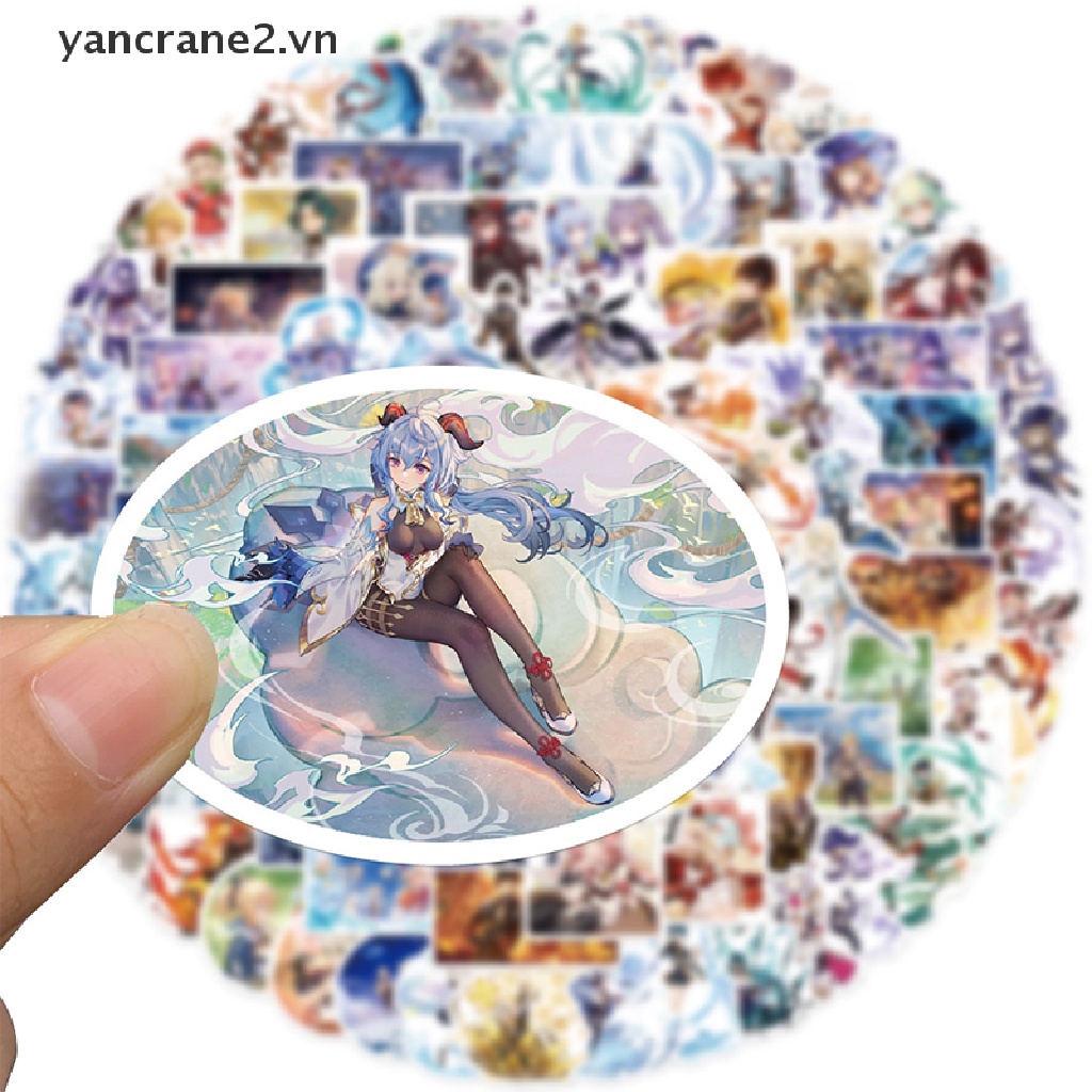 Bộ 100 Miếng Dán Hoạt Hình Chống Nước Cho Bé Chơi Game Genshin Va Chạm {yancrane2.vn}