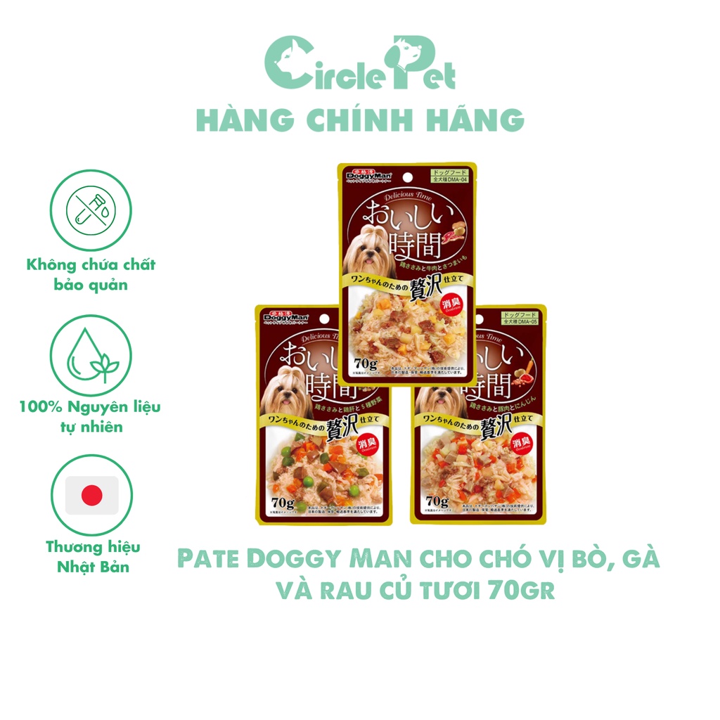 Pate Doggy Man Cho Chó Vị Bò, Gà Và Rau Củ Tươi Thơm Ngon Giàu Dinh Dưỡng, Dành Cho Mọi Lứa Tuổi - Circle Pet