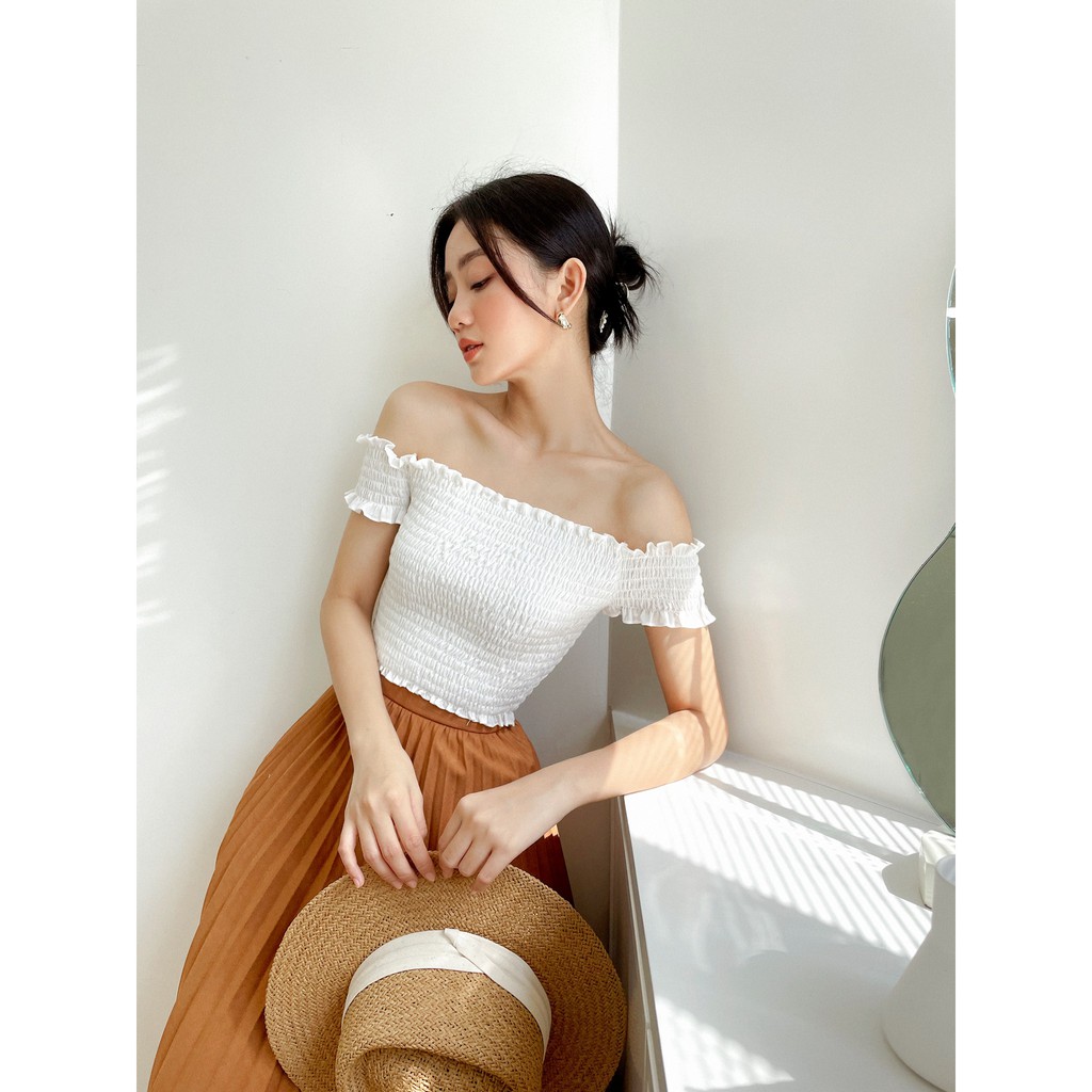 OLV - Áo Shirring White Top