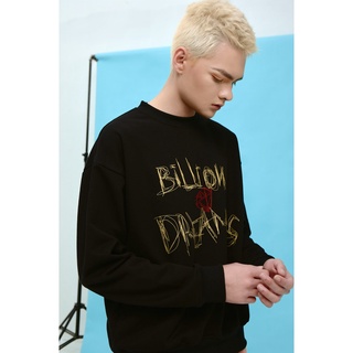 Áo sweater nỉ đen in chữ billion dreamers