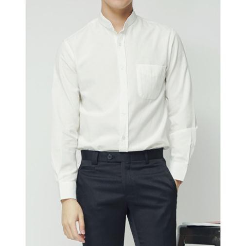 Áo sơ mi nam dài tay màu trắng cổ trụ