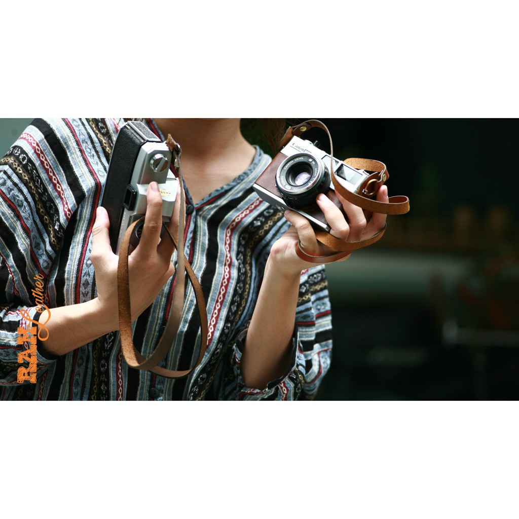DÂY MÁY ẢNH DA BÒ NÂU ĐỎ RAM A2 - CHO MÁY ẢNH FILM VÀ MIRROLESS *