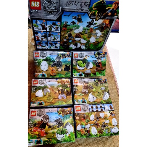 6 hộp xếp hình lắp ráp 6 in 1 chủ đề công viên khủng long mã 82151 tổng 153pcs