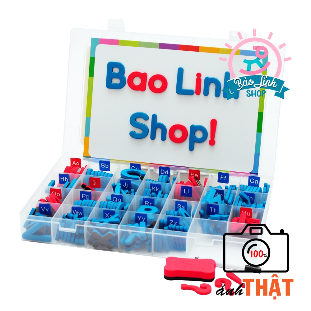 Bộ 208 chữ cái Tiếng Anh có nam châm CHUẨN Montessori - Phân biệt nguyên âm, phụ âm TẶNG thêm bảng từ, kèm khay đựng