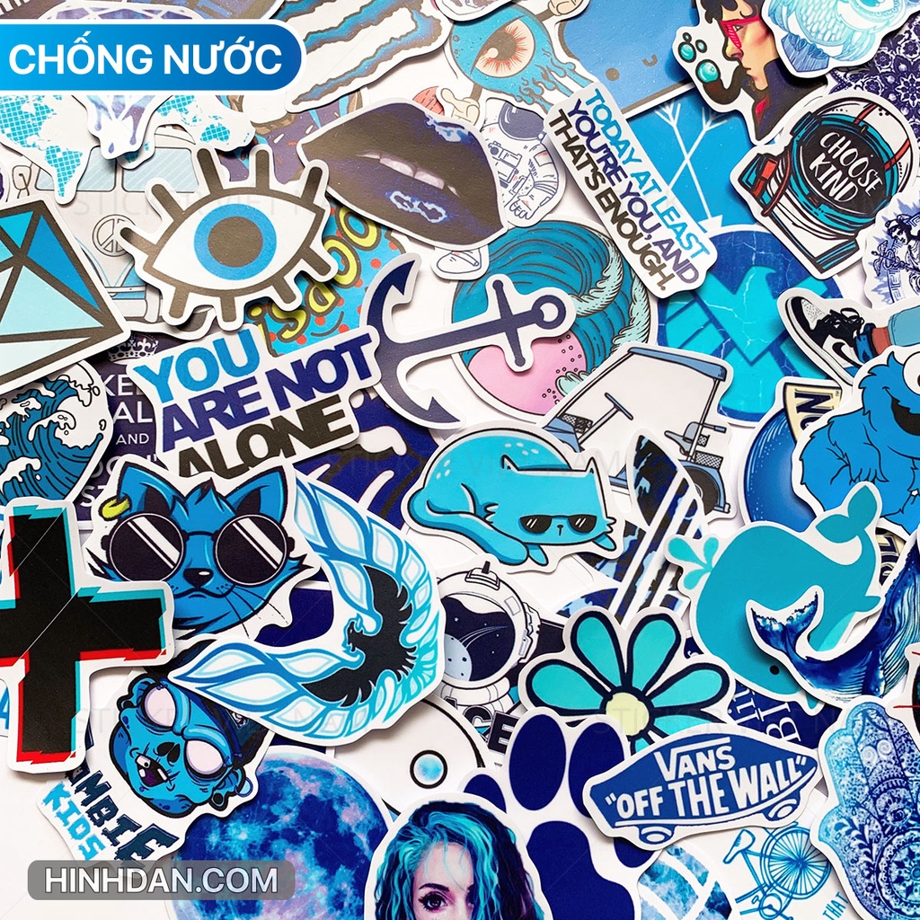 Sticker MÀU XANH - BLUE CHỐNG NƯỚC Dán Trang Trí Nón Bảo Hiểm, Laptop, Vali, Xe Máy, Đàn Guitar
