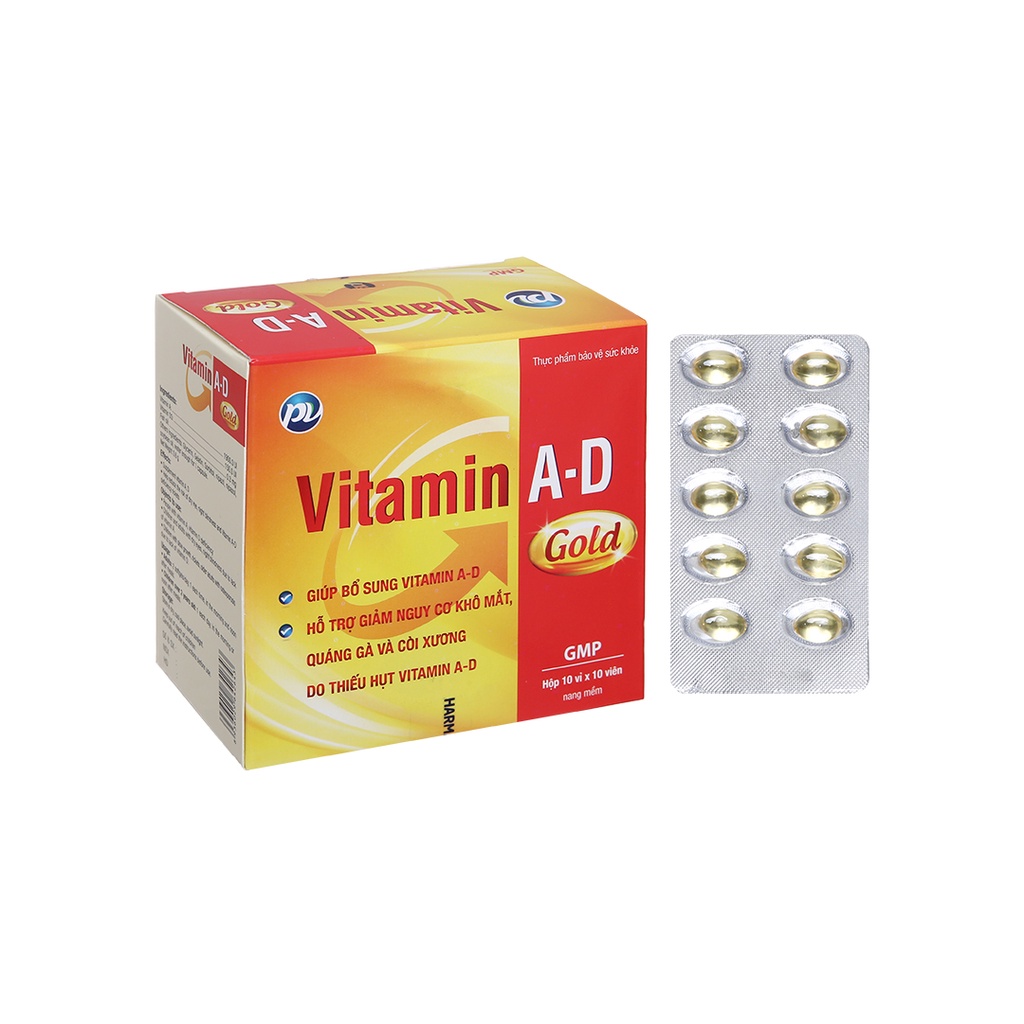 Vitamin A-D Gold Phúc Vinh - Giúp giảm nguy cơ khô mắt, quáng gà, còi xương hộp 100 viên