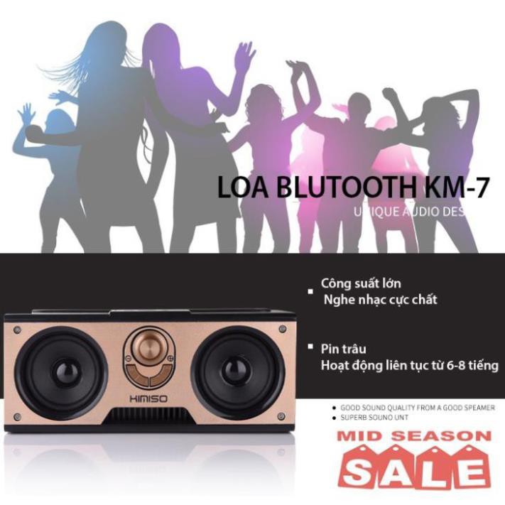 {Giảm Sốc} Loa BLueTooTH  Cao Cấp  Nghe Nhạc Hay, Kimiso KM7 Thiết Kế Cổ Điển Vân Gỗ  - Cực Chất - Nghe Nhạc - Cực Hay